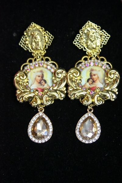 3740 Madonna Virgin Mary Gold Earrings Studs