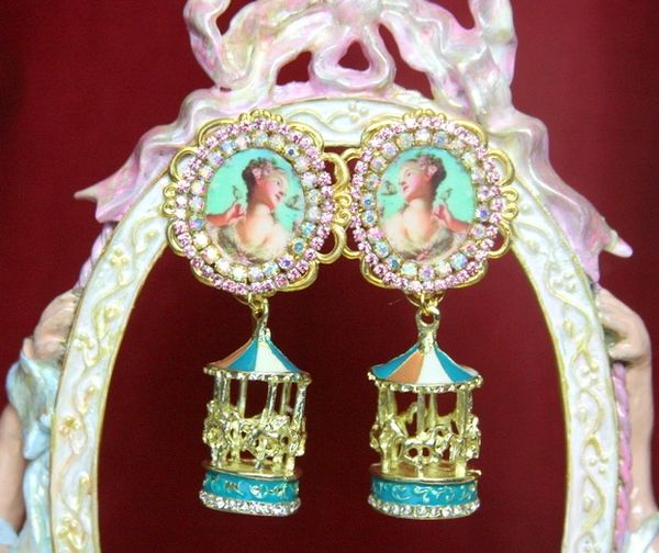 SOLD! 3799 Marie Antoinette Carousel Crystal Earrings Studs