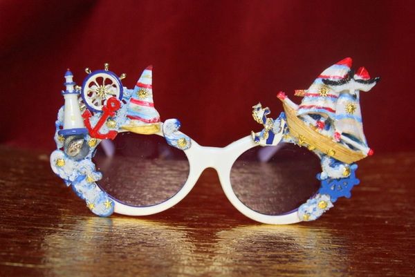SOLD! 3825 Nautical Hand Painted Ship Embellished Sunglasses
