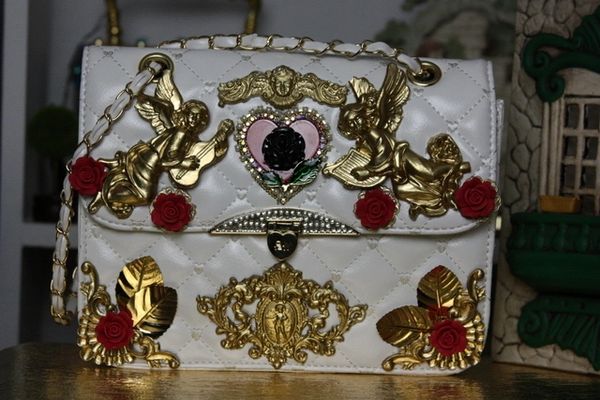 SOLD! 472 KIDS Art Nouveau Gold Fairy Cherub Heart Purse Handbag