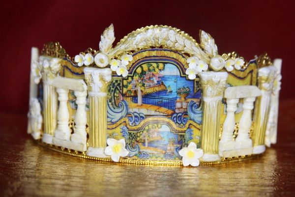 SOLD! 3875 Baroque Taormina Column Tile Cameo Elegant Crown