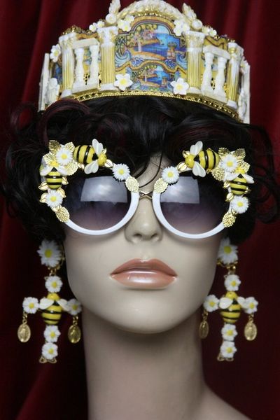 SOLD! 3891 Baroque Embellished Bee Sided Flower Sunglasses