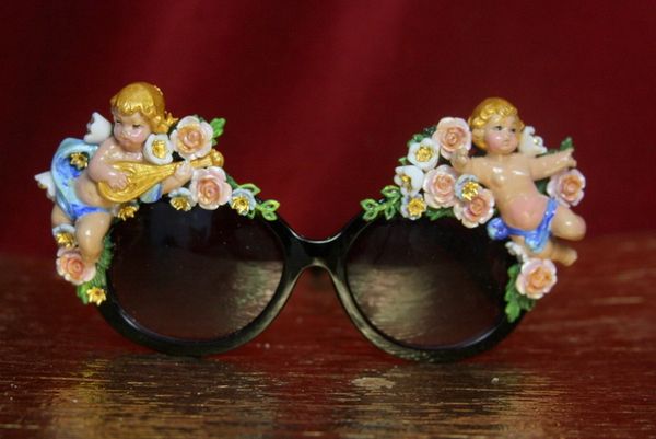 SOLD! 3894 Baroque Embellished Hand Painted Vivid Musical Enamel Cherubs Angels Sunglasses