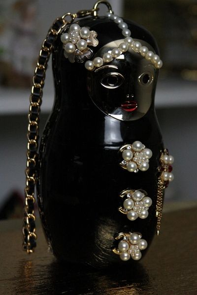 SOLD! 55 Runway Russian Doll Matryoshka Perfume Bottle Eye - Catch Purse Handbag