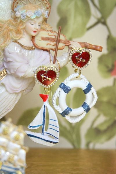 SOLD! 4008 Nautical Marine Ship Life Ring Studs Earrings