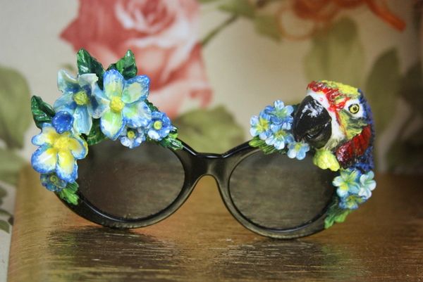 SOLD! 4013 Art Nouveau Hawaii Parrot Flower Embellished Sunglasses