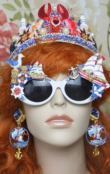 SOLD! 4024 Nautical Hand Painted Ship Seagull Embellished Sunglasses