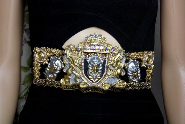 SOLD! 4052 Baroque Medieval Medusa Heraldic Wide Waist Belt