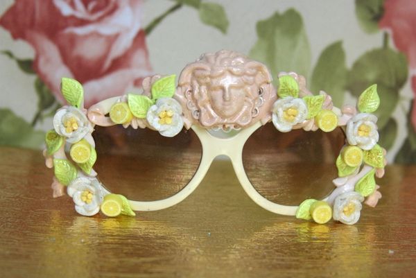 SOLD! 4066 Baroque Medusa Lemon Fruit Embellished Sunglasses