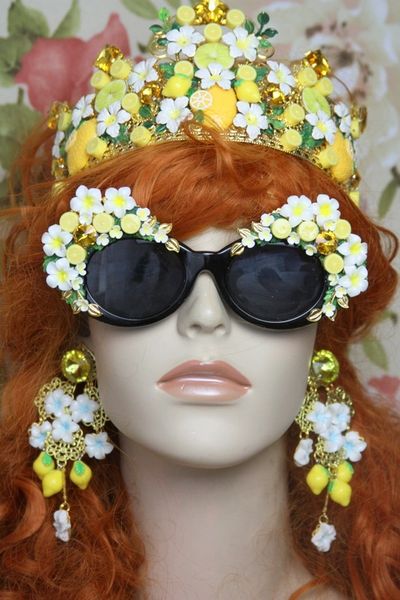 SOLD! 4072 Baroque Lemon Fruit Embellished Sunglasses