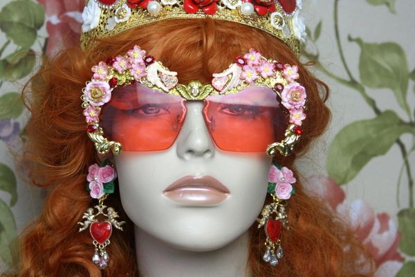 SOLD! 4093 Florida Hand Painted Flowers Hands Love Pink Embellished Sunglasses