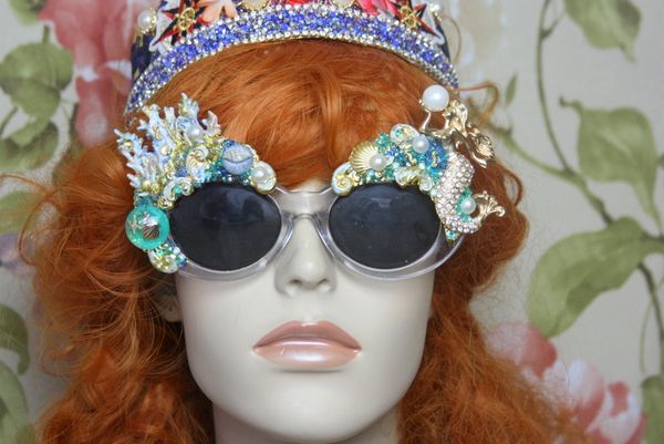 SOLD! 4126 Baroque Mermaid Nautical Coral reef Embellished Sunglasses
