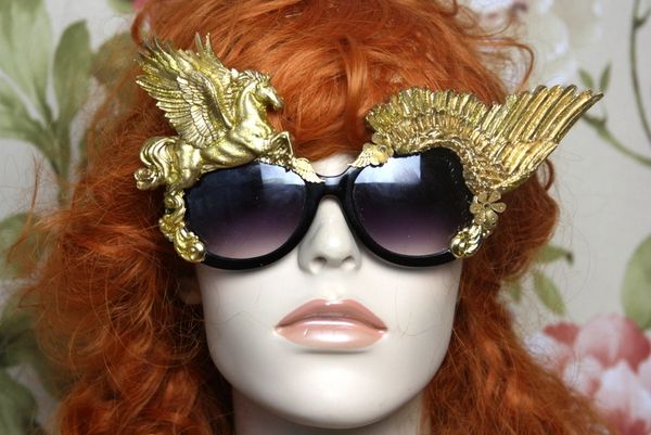 SOLD! 4130 Baroque Gold Pegasus Winged Embellished Sunglasses