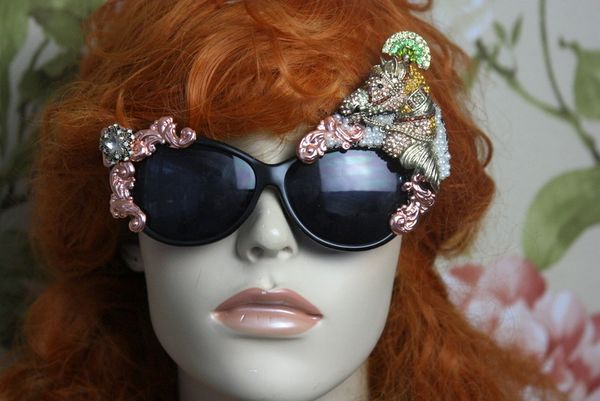 SOLD! 4142 Baroque Crystal Horse Irregular Embellished Sunglasses