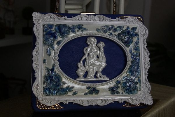 SOLD! 513 Vintage Style Greek Porcelain Stunning Handbag Purse