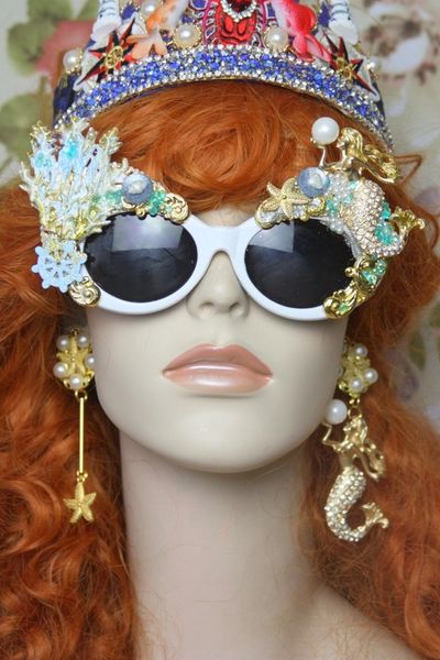 SOLD! 4148 Baroque Mermaid Nautical Coral reef Embellished Sunglasses