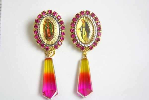 SOLD! 4180 Virgin Mary Madonna Genuine Tourmaline Earrings Studs