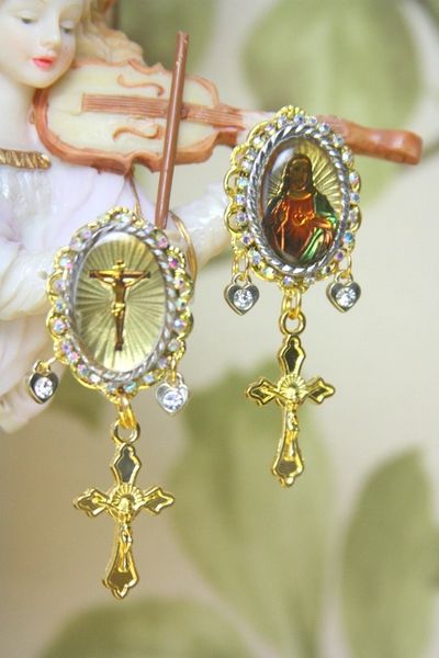 SOLD! 4180 Jesus Church Elegant Cross Earrings Studs