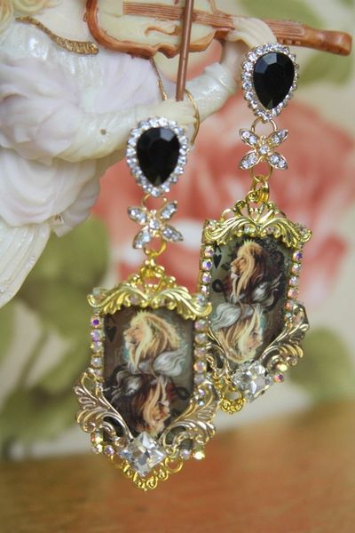 SOLD! 4217 Playing Cards King Of Hearts Cameo Earrings Studs