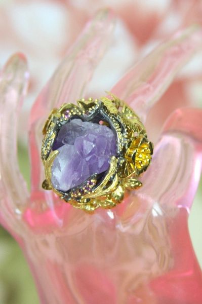 SOLD! 4312 Genuine Irregular Amethyst Sterling Silver Ring Size Cocktail Ring
