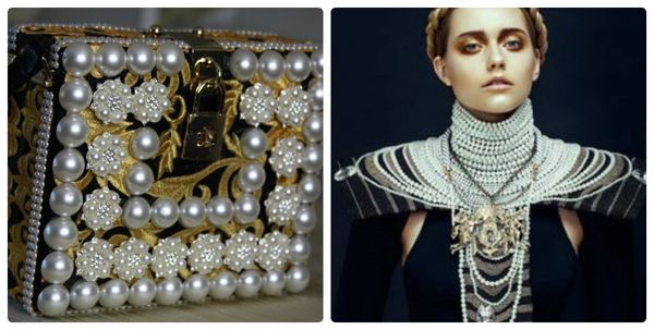 SOLD!62 Designer Inspired Total Baroque Gold Pearl Embellished Crossbody Trunk