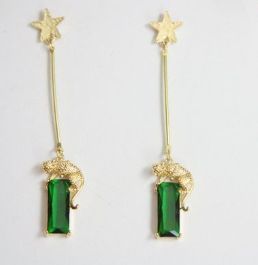 SOLD! 4400 Baroque Designer Inspired Leopard Green Crystal Star Elegant Studs