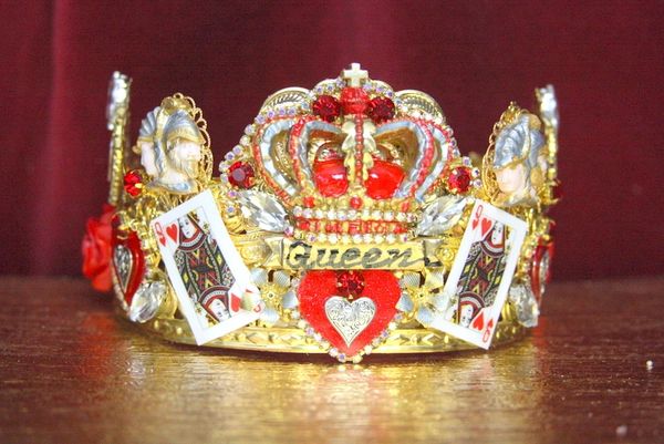 SOLD! 4448 Baroque La Moda Queen Of Hearts Crystal Crown Headband