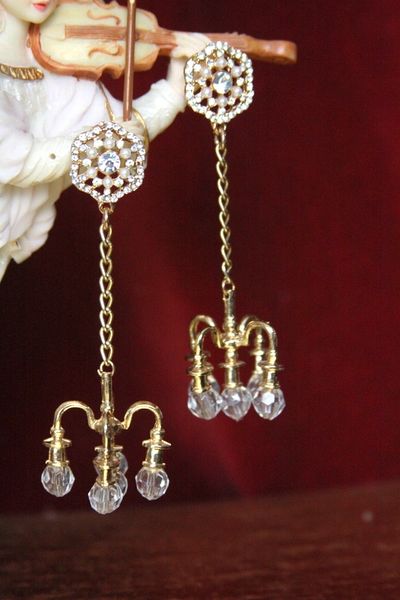SOLD! 4502 Baroque Chandelier Clear Crystal Studs Earrings