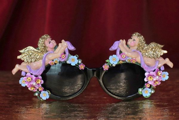 SOLD! 4547 Baroque Faced Cherubs Angels Hand Painted Embellished Sunglasses