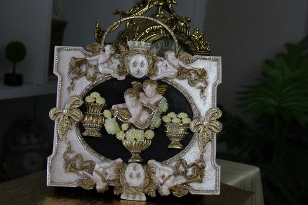 SOLD! 567 Total Baroque Vivid Cherubs Flower Unusual Unique Hand Painted Cigar Box Handbag Trunk