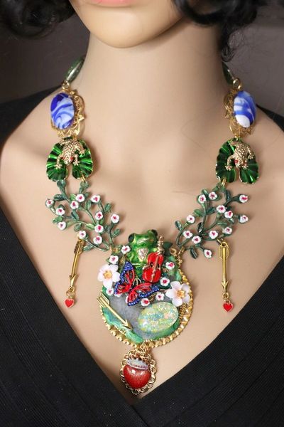 SOLD! 4669 Set Of The Prince Frog Genuine Triplet Opal, Solar Quartz, Sulemani Agates Necklace+ Earrings
