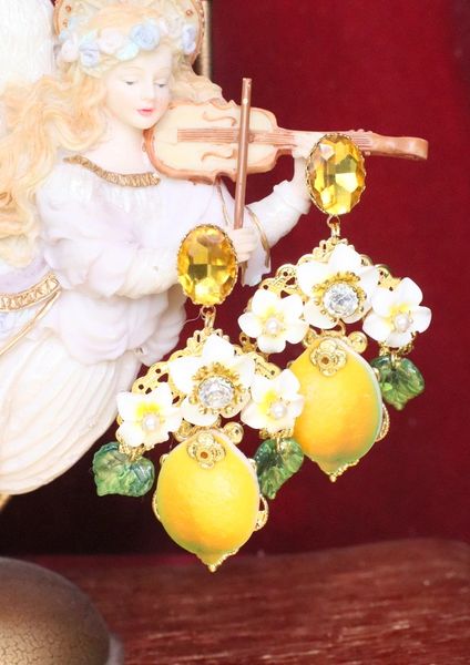 SOLD! 4846 Runway Baroque Massive Lemon Fruit Earrings