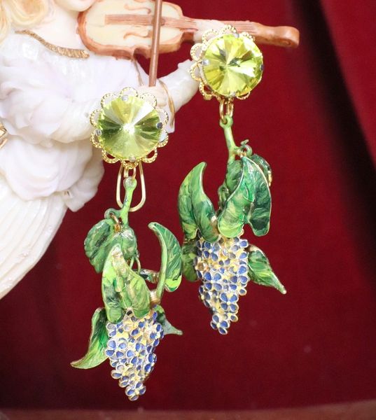 4860 Baroque Wisteria Enamel Flower Runway Studs Earrings