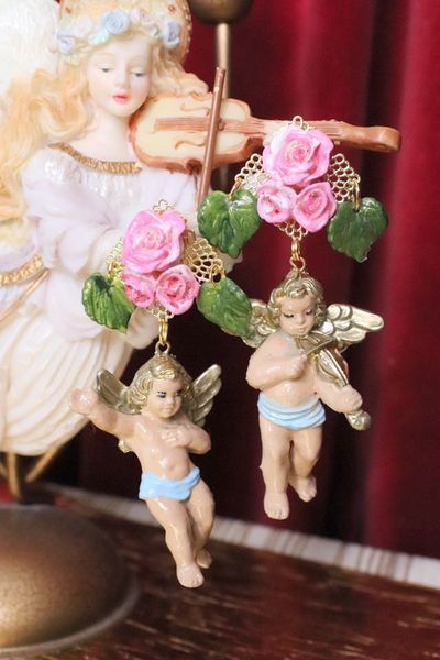 SOLD! 5034 Baroque Musical Small Cherubs Stunning Earrings Studs