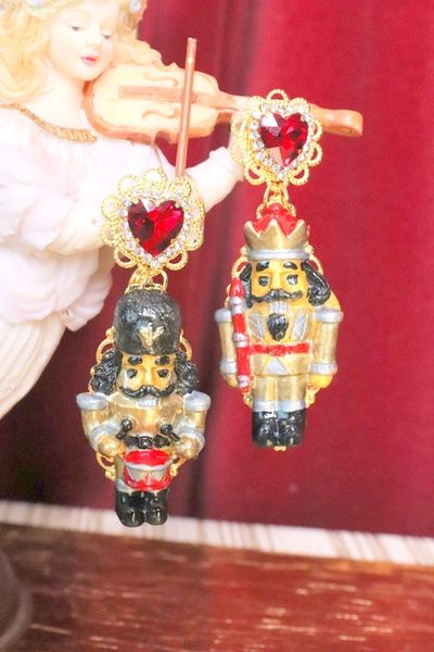 SOLD! 5038 Baroque Hand Painted Nutcracker Earrings Studs