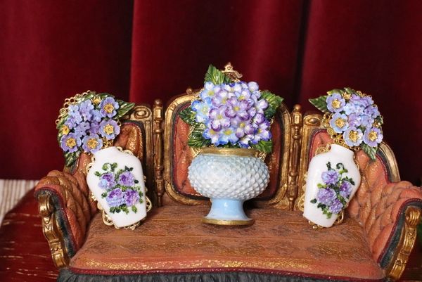 SOLD! 5071 Unusual Baroque Vase Hydrangea Flowers Hand Painted Massive Brooch