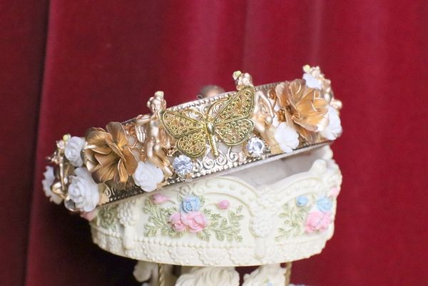 5100 Baroque Elegant Gold Cherubs Flower Headband