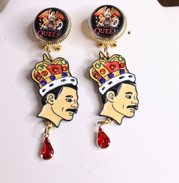SOLD! 5113 Queen Freddie Mercury Roses Rock Earrings Studs