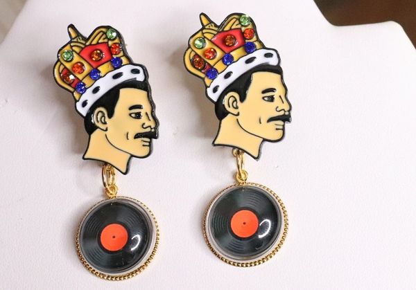 SOLD! 5114 Queen Freddie Mercury Roses Rock Earrings Studs
