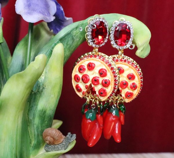 SOLD! 5271 Baroque Runway Pizza Chilly Earrings Studs