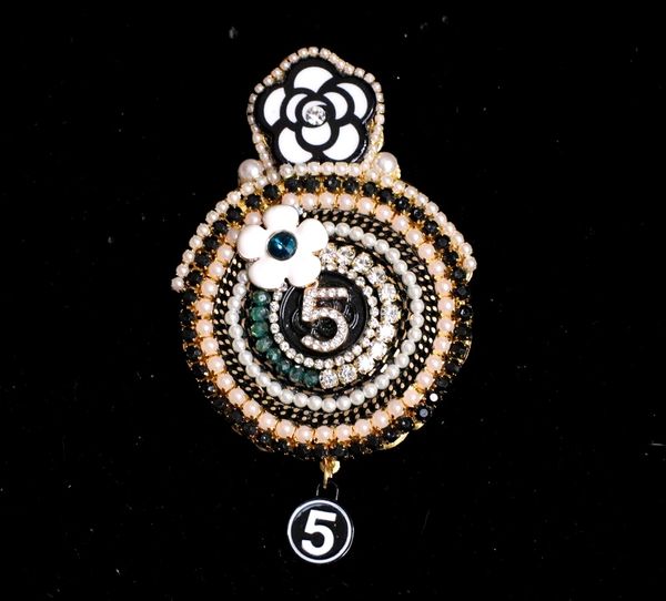 SOLD! 5300 Byzantine Madam Coco Huge Number 5 Camellia Top Brooch