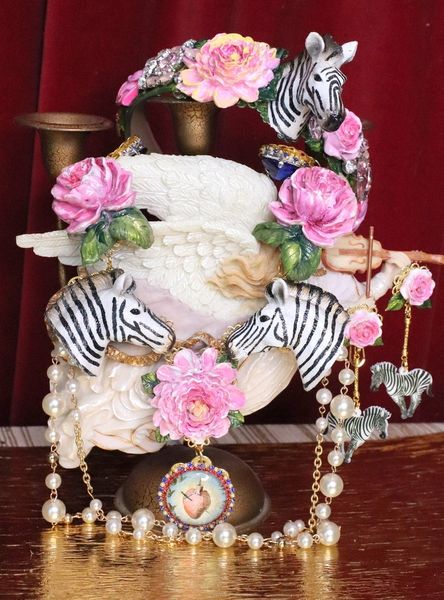 SOLD! 5304 Baroque 3D Effect Zebra Roses Flower Headband