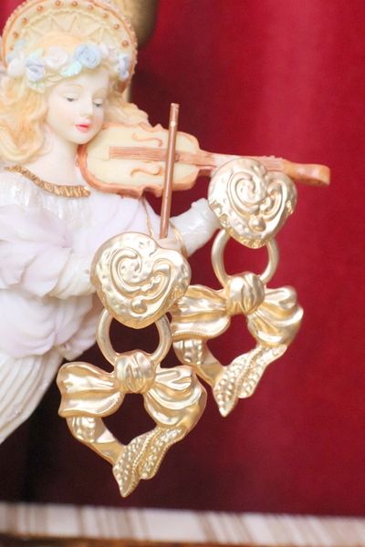 5306 Baroque Gold Enamel Bow Elegant Earrings Studs