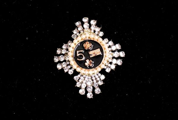 SOLD! 5308 Byzantine Madam Coco Number 5 Clear Rhinestones Elegant Brooch