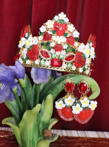 SOLD! 5328 Alta Moda Strawberry Crystal Flowers Headband Crown