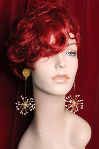 SOLD! 5373 Pearl Statement Dandelion Flower Baroque Studs Earrings