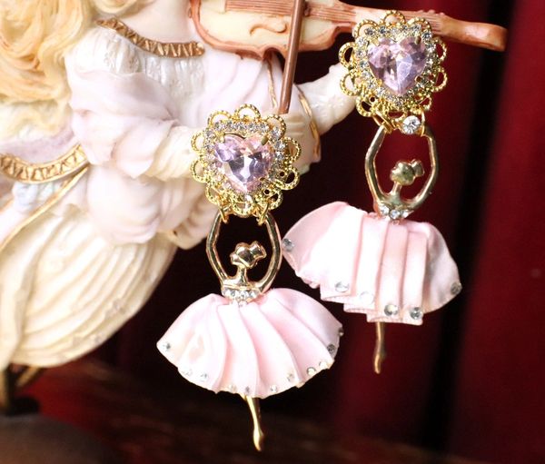 SOLD! 5406 Stunning Delicate Pink Ballerina Crystal Studs Earrings