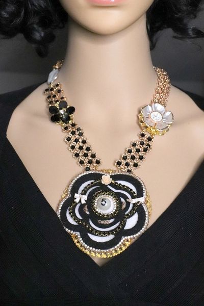 SOLD! 5414 Madam Coco Long Huge Camellia Number 5 Necklace