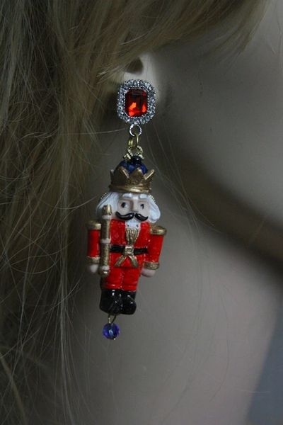 SOLD! 678 Fall Nutcracker Collection Inspired Hand Painted Red Earrings