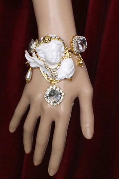 SOLD! 5503 Baroque Chubby White Cherub Clear Crytal Massive Bracelet